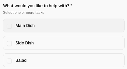 Volunteers Sign Up Example